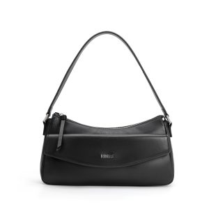 Women's Genuine Leather Hobo Shoulder Bag, Black Convertible Crossbody Purse with Detachable Chain Strap
