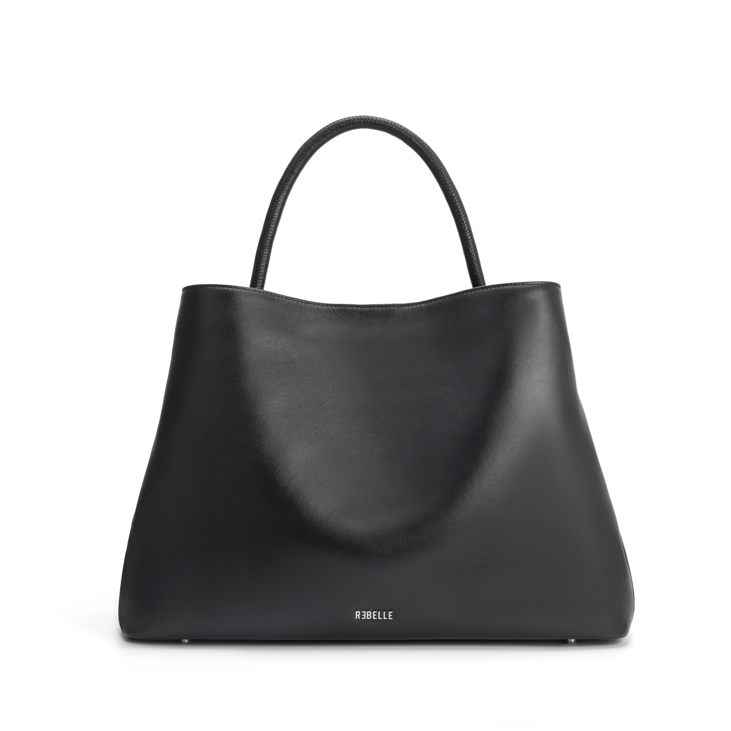 Top Quality Women's Black Leather Bucket Tote Handbag with Custom Logo