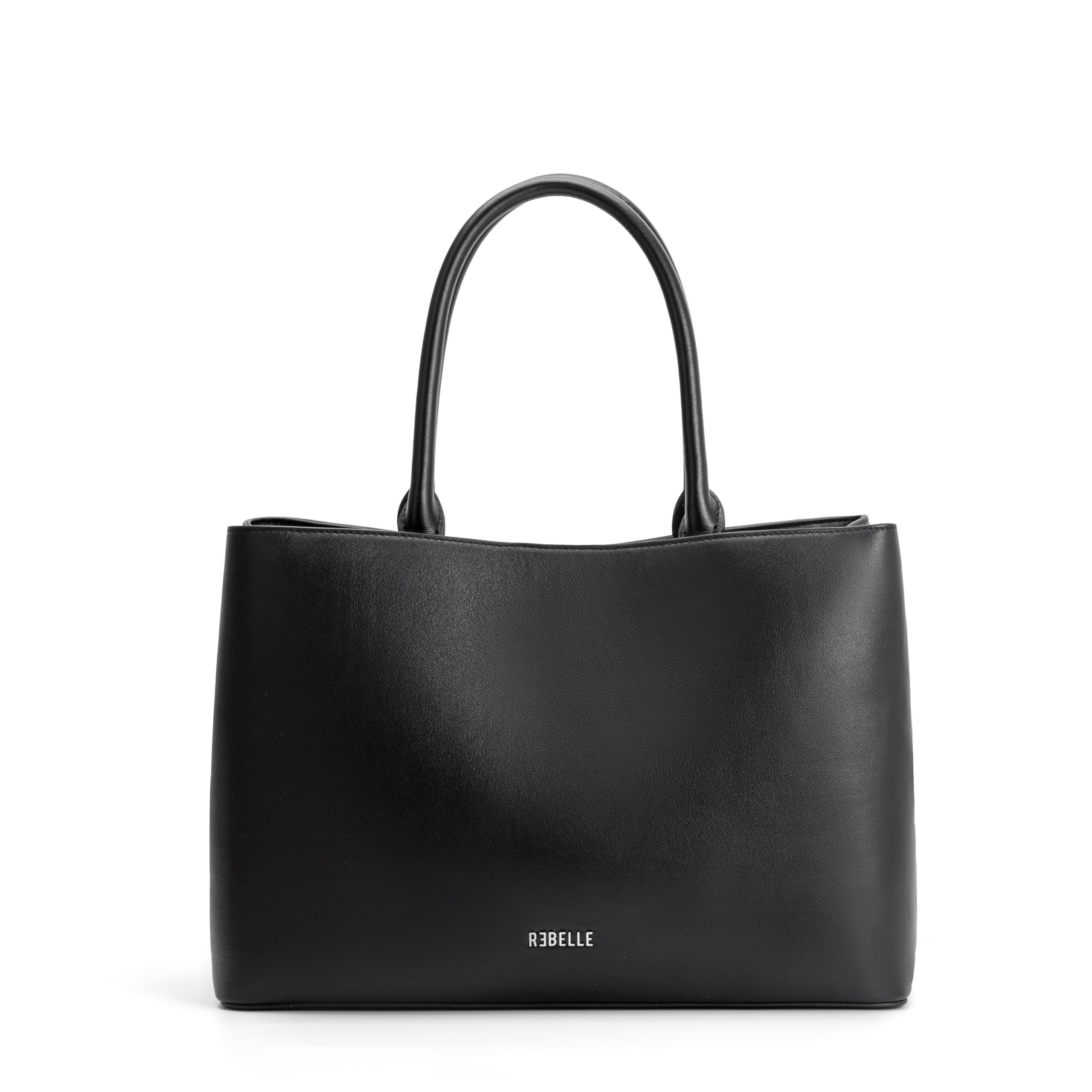 Fashion Black Genuine Leather Top Handle Tote Bag, Large Capacity Daily & Work Shoulder Purse