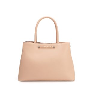Fashion Light Pink Genuine Leather Top Handle Tote Bag, Large Capacity Daily & Work Shoulder Purse