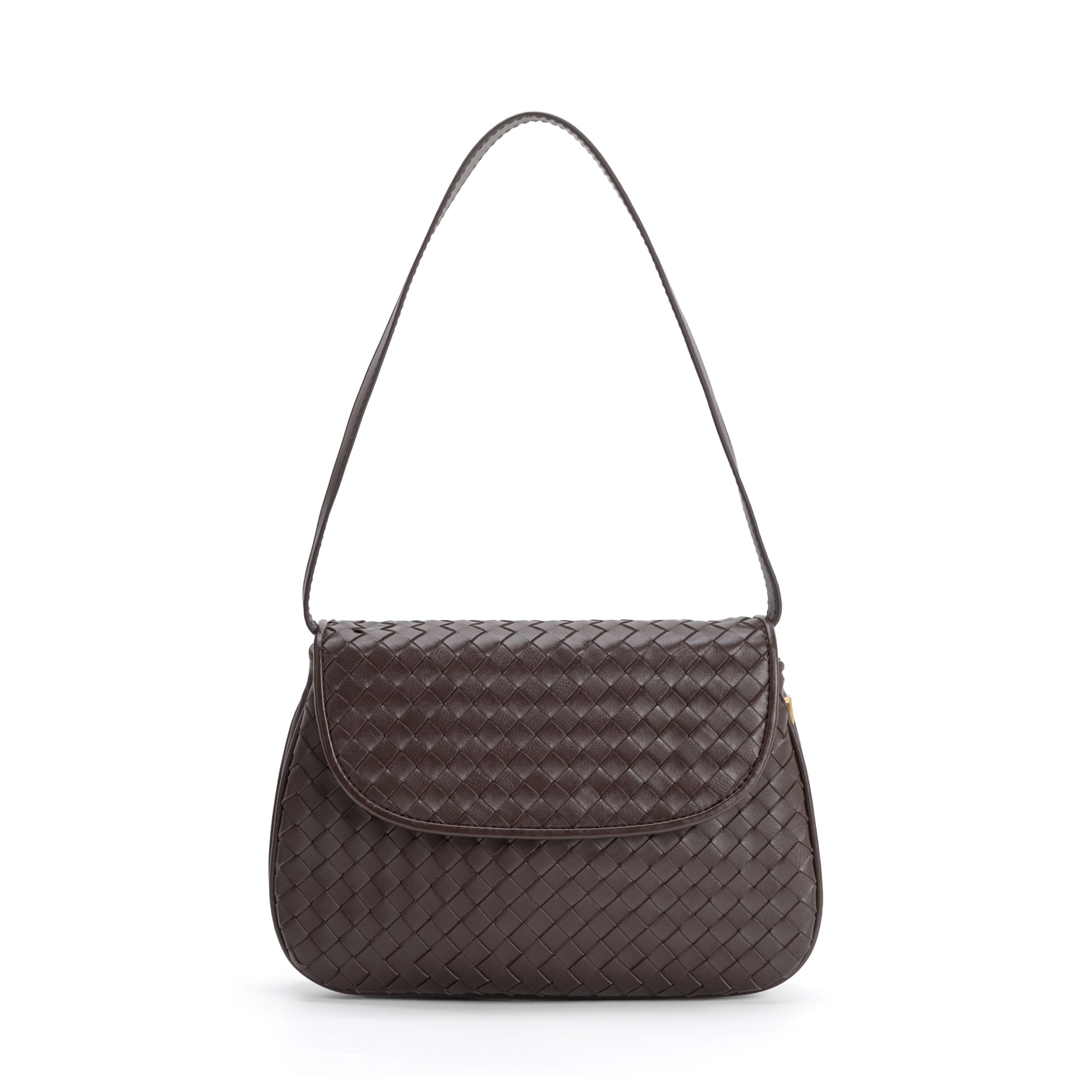 Dark Brown Woven Leather Hobo Shoulder Bag, Women's Convertible Crossbody Purse